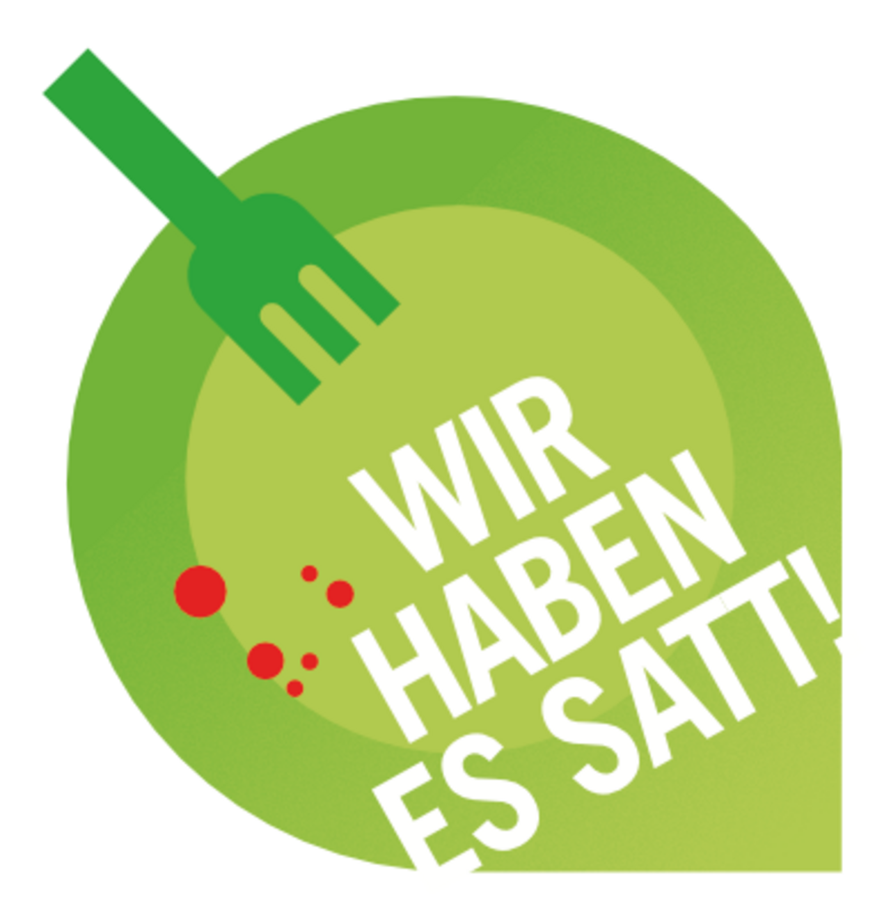 Das "Wir haben es satt!"-Logo zeigt einen Grünen Teller mit Gabel und der Aufschrift "Wir haben es satt!"